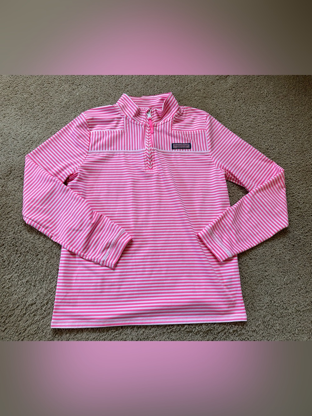 Vineyard Vines Pink and White Striped Pullover.